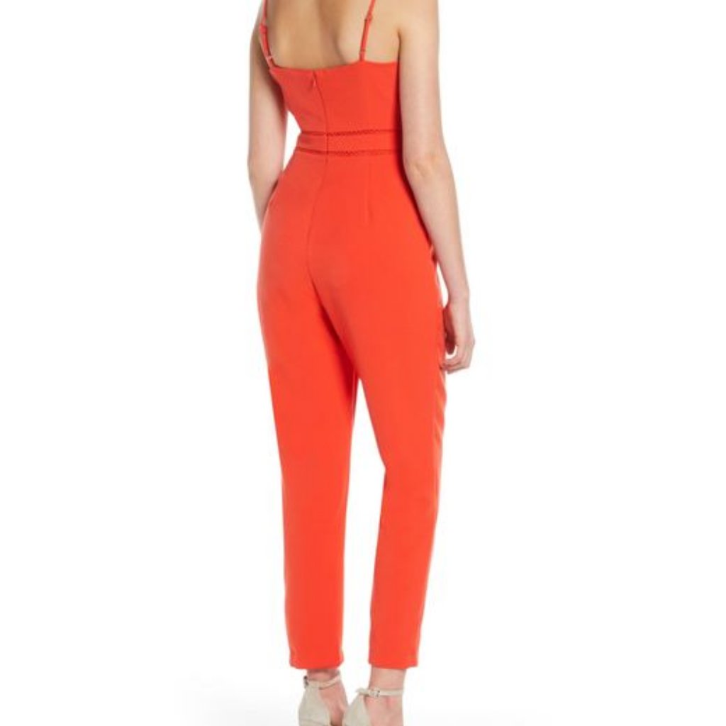 Adelyn Rae Jumpsuit In Tomato Red